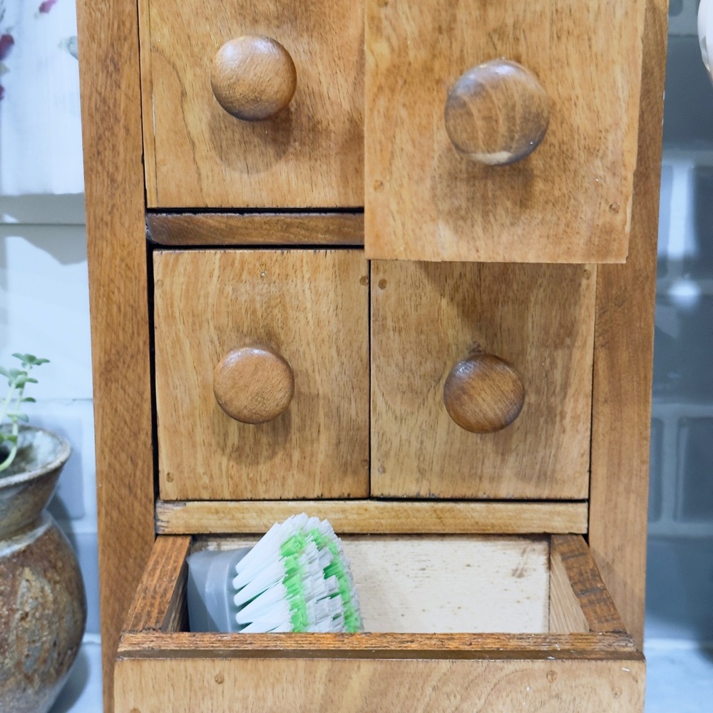 Vintage Wooden Apothecary Spice Chest 7 Drawer Rustic Farmhouse Cabinet Storage - Picture 4 of 16